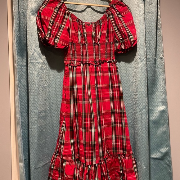 J. Crew Red Plaid Long Sleeve Dress - Picture 2 of 4
